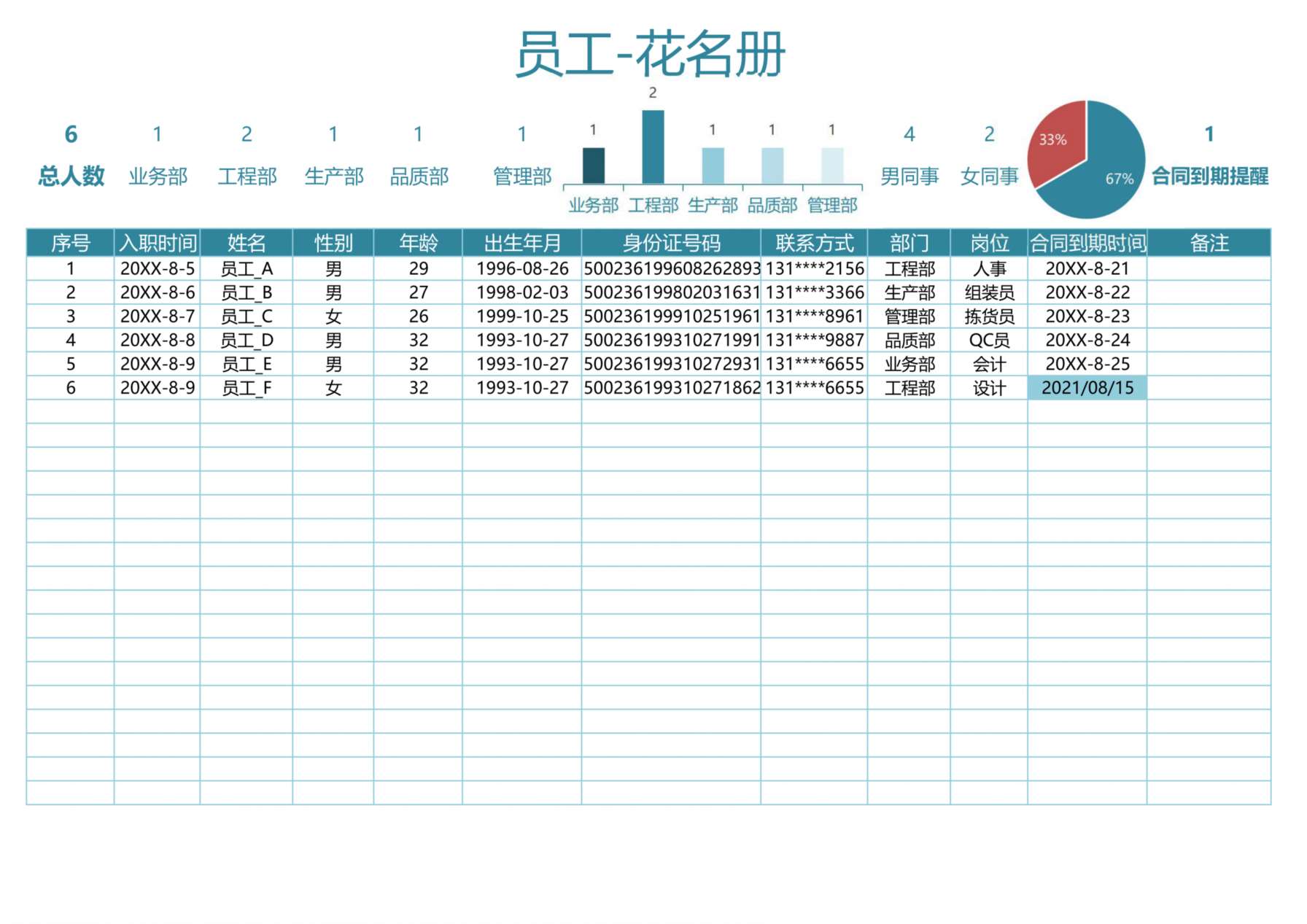 16员工花名册登记表 预览图