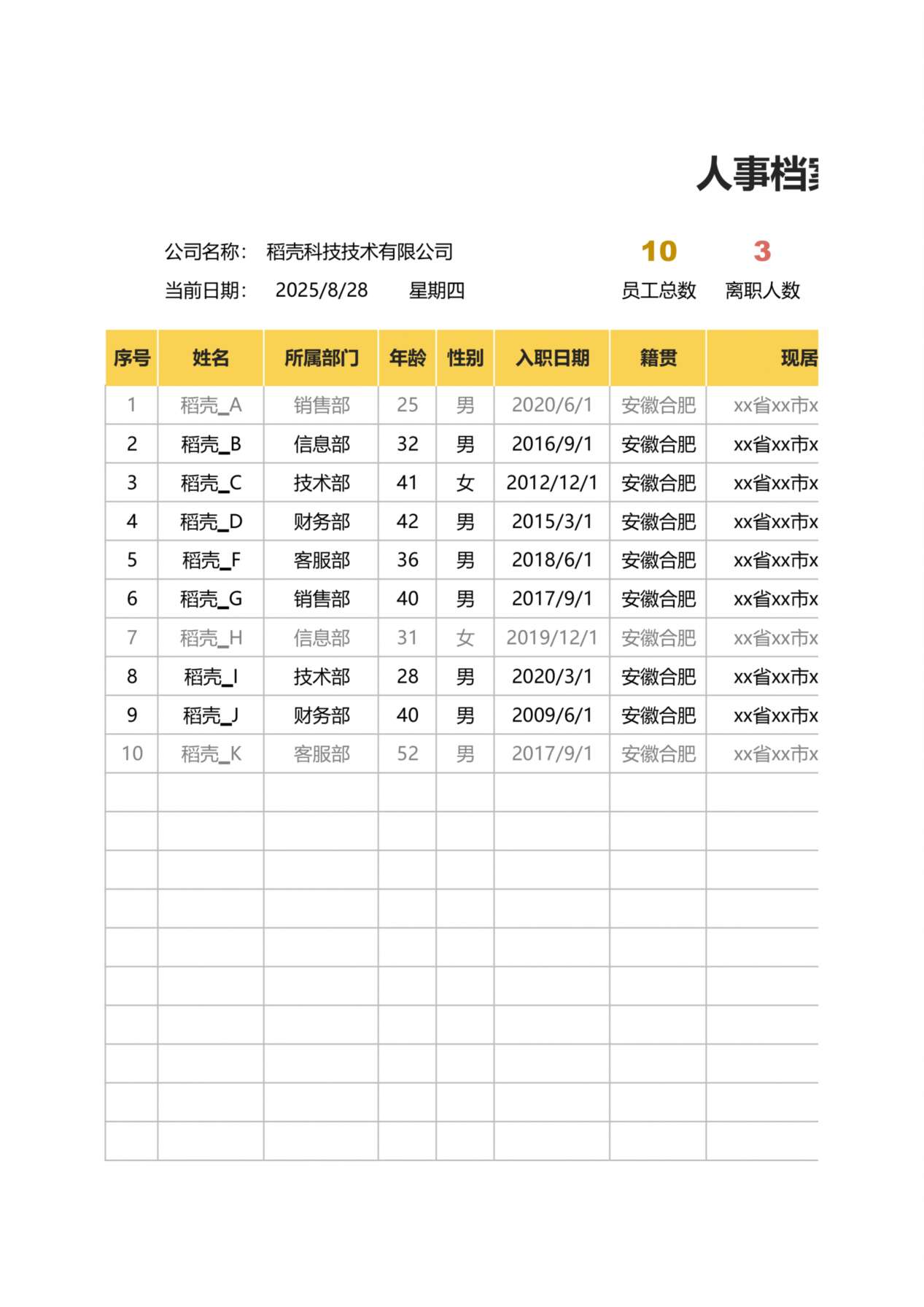 35人事档案管理登记表 预览图