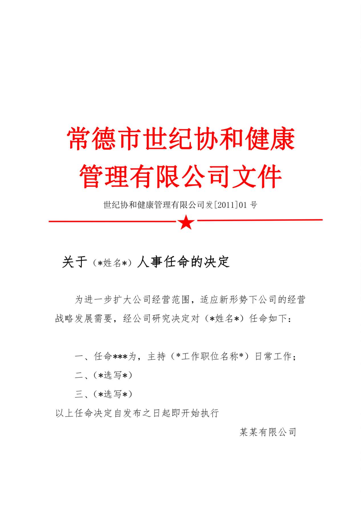 世纪协和红头文件人事任命范本 预览图