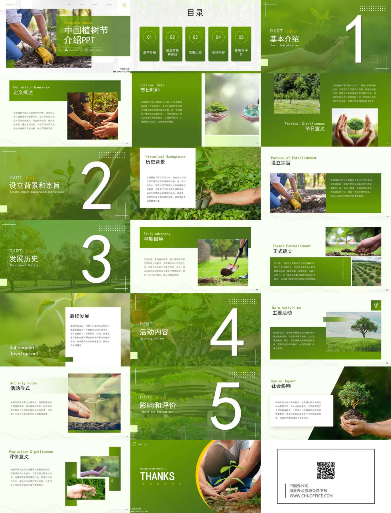 中国植树节节日介绍ppt模板 预览图