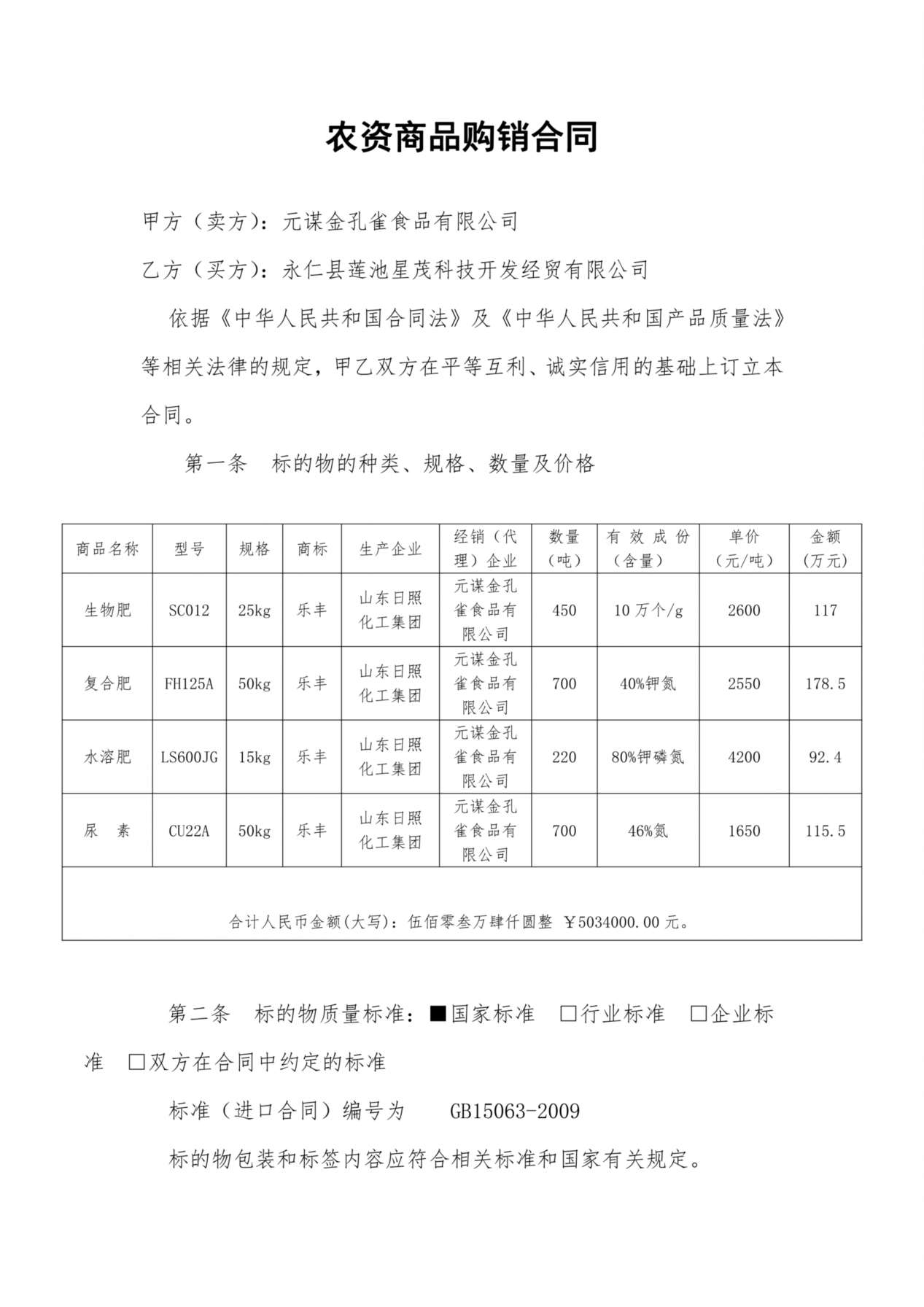 农资商品购销合同 预览图
