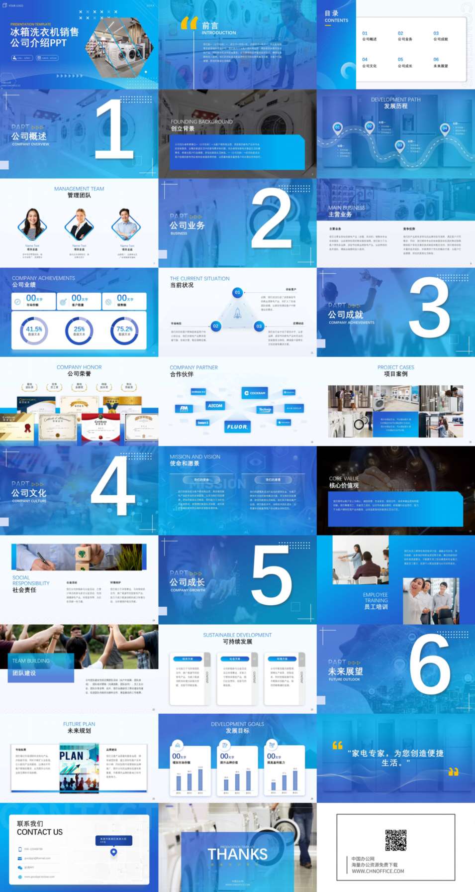 冰箱洗衣机销售商务蓝色公司介绍ppt模板 预览图