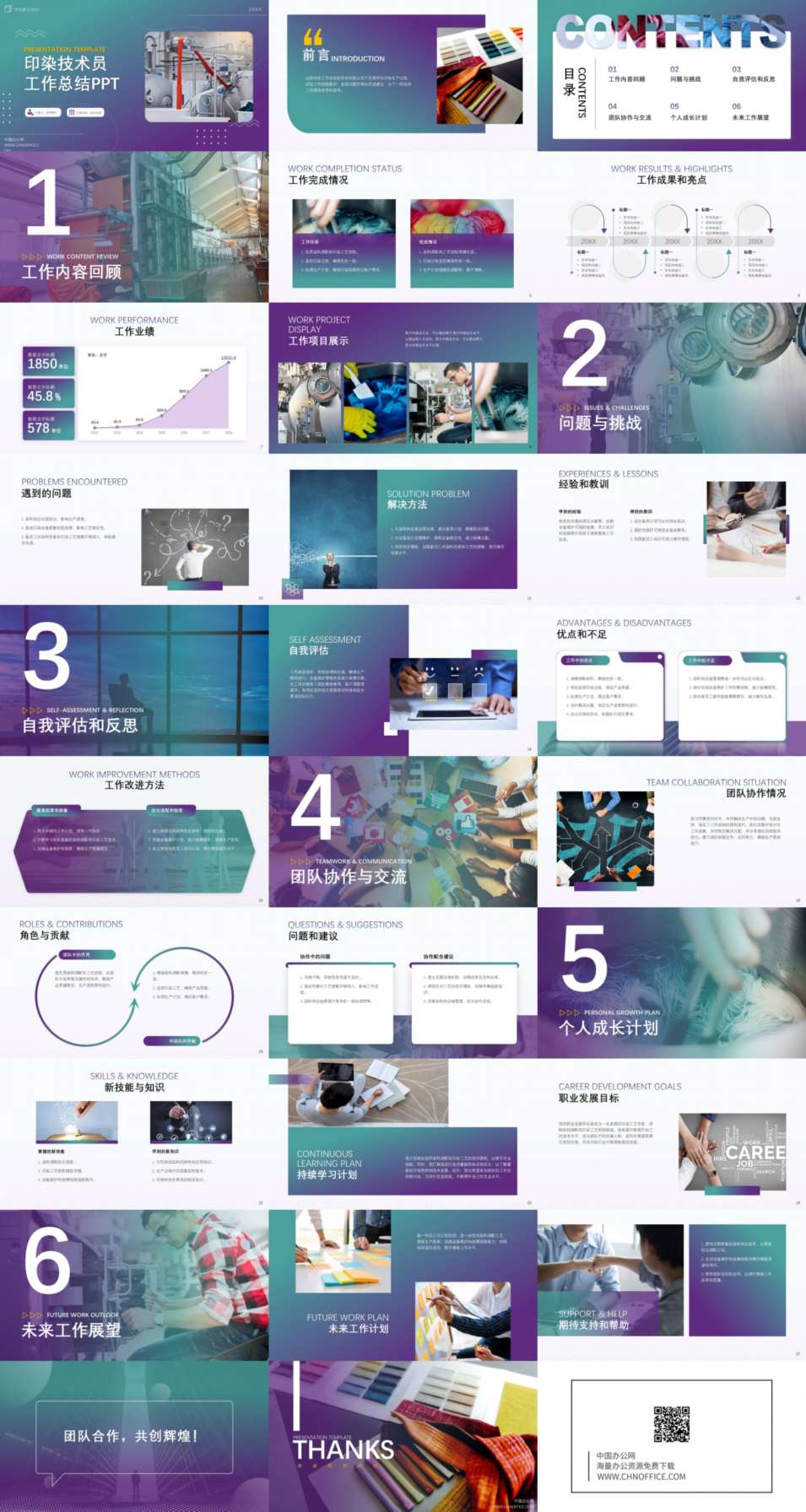 印染技术员工作总结ppt模板 预览图