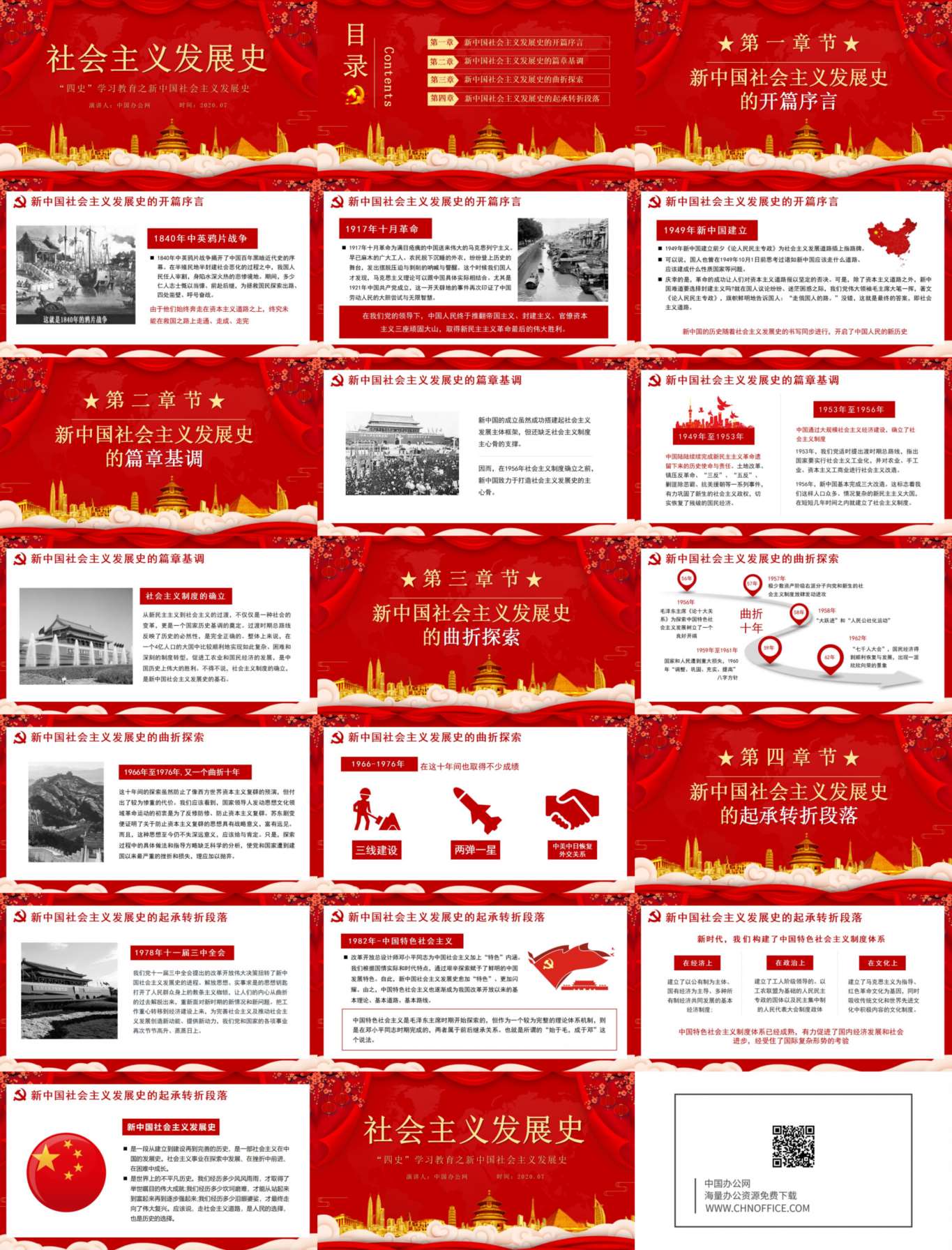 四史学习社会主义发展史PPT模板 预览图