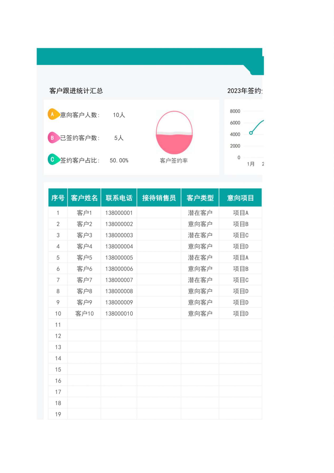 客户意向跟进登记表 预览图