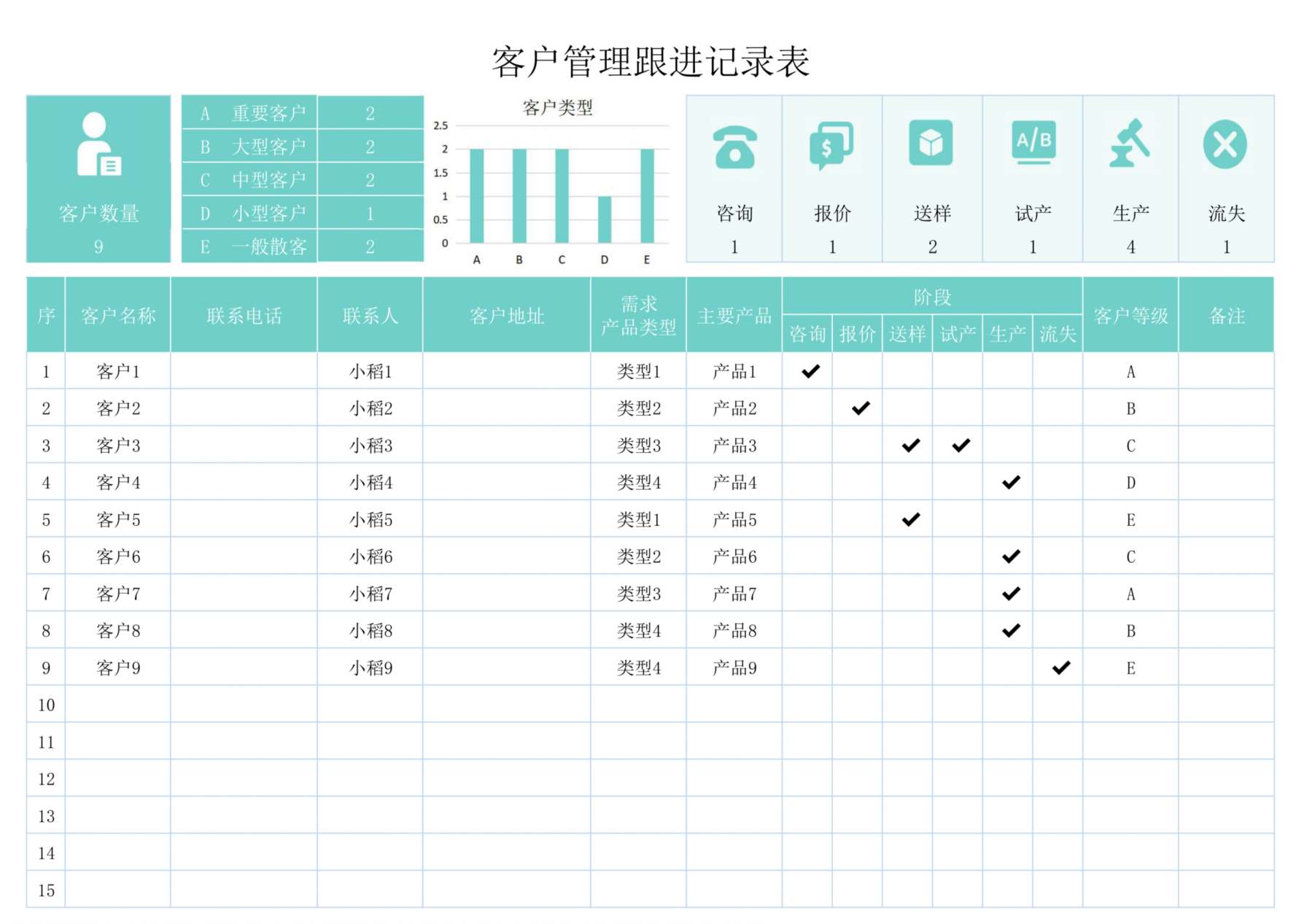 客户管理跟进记录表 预览图