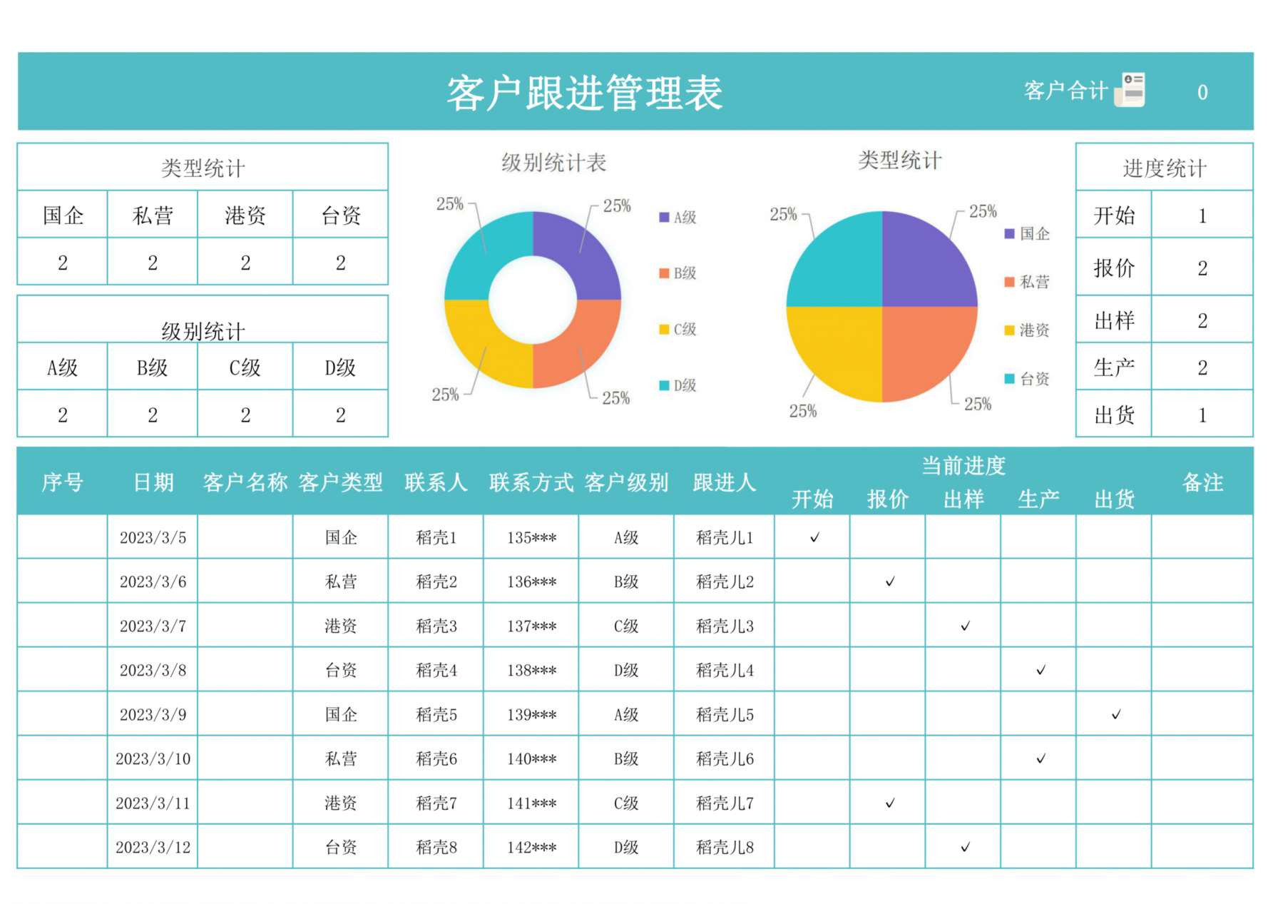 客户跟进统计管理表 预览图