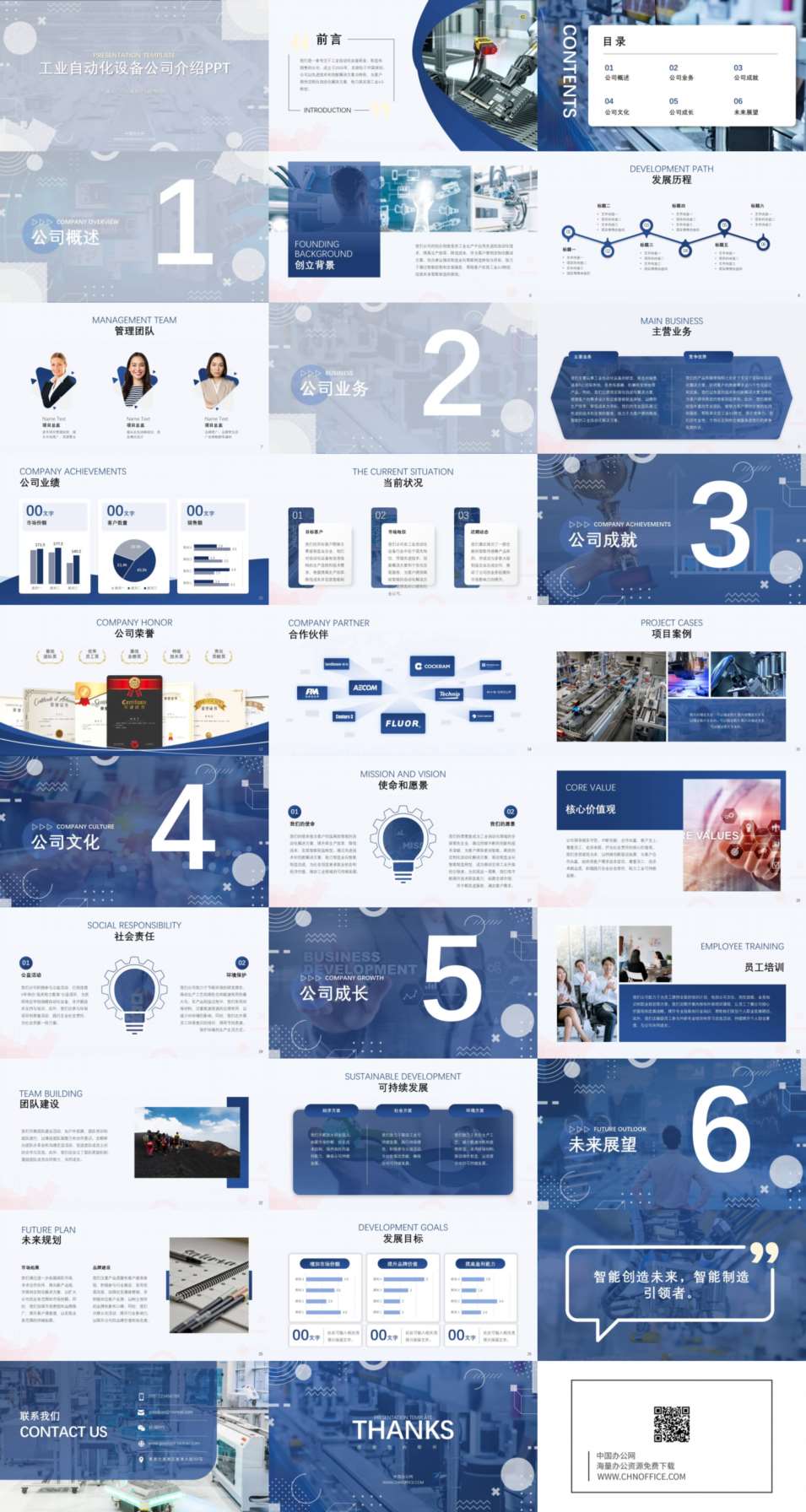 工业自动化设备简洁商务蓝色公司介绍ppt模板 预览图