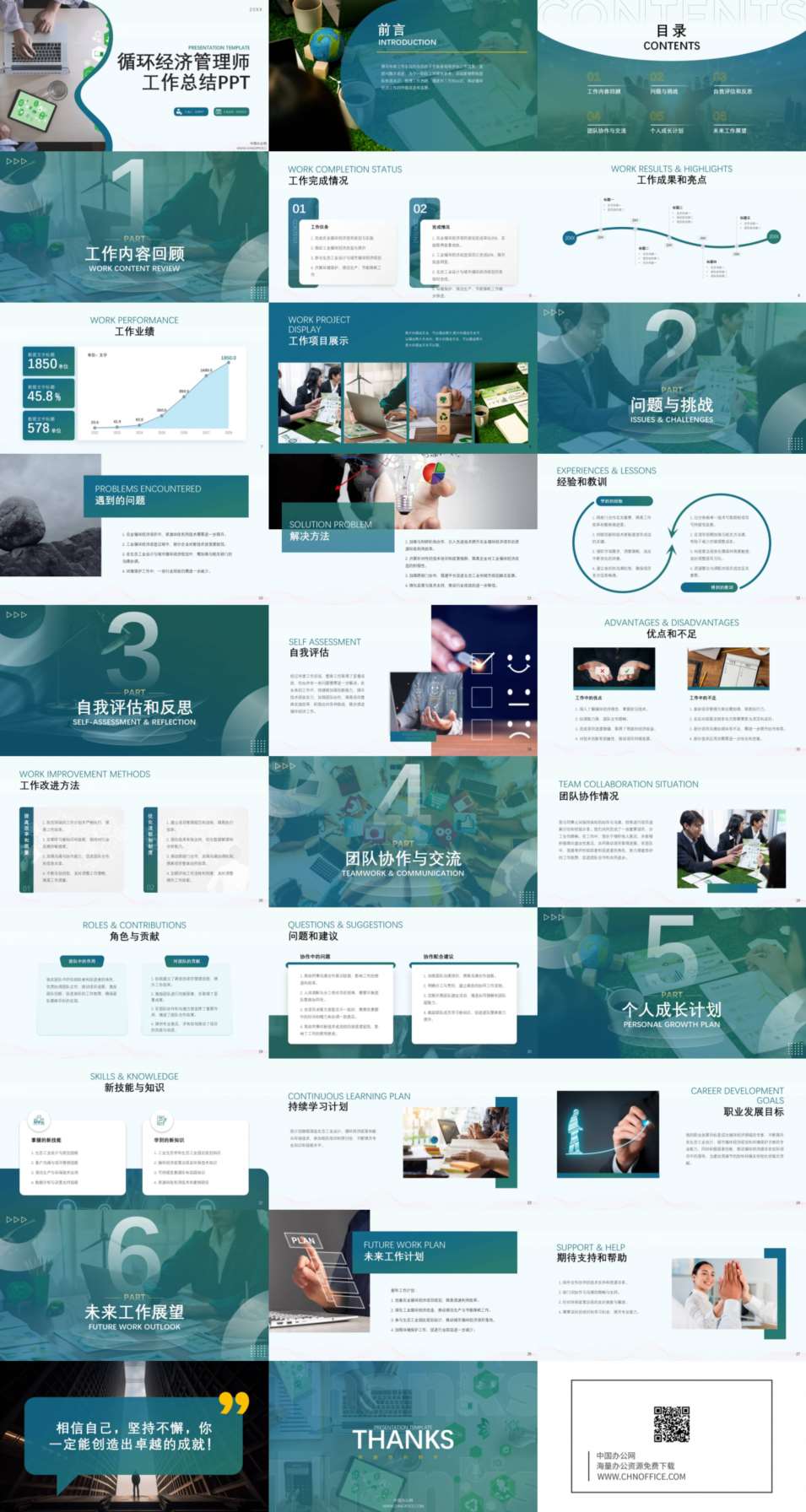循环经济管理师工作总结ppt模板 预览图