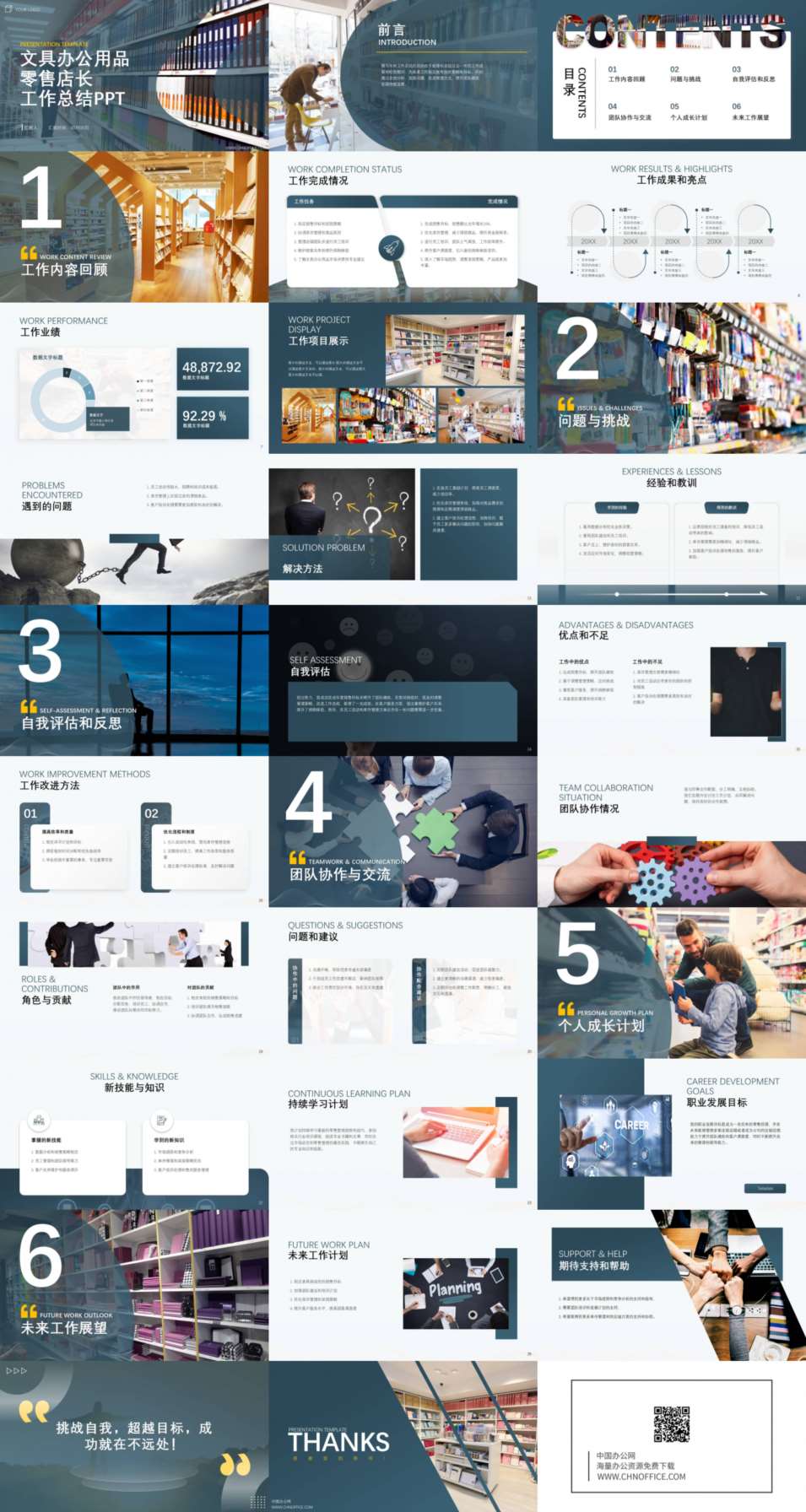 文具办公用品零售店长工作总结ppt模板 预览图