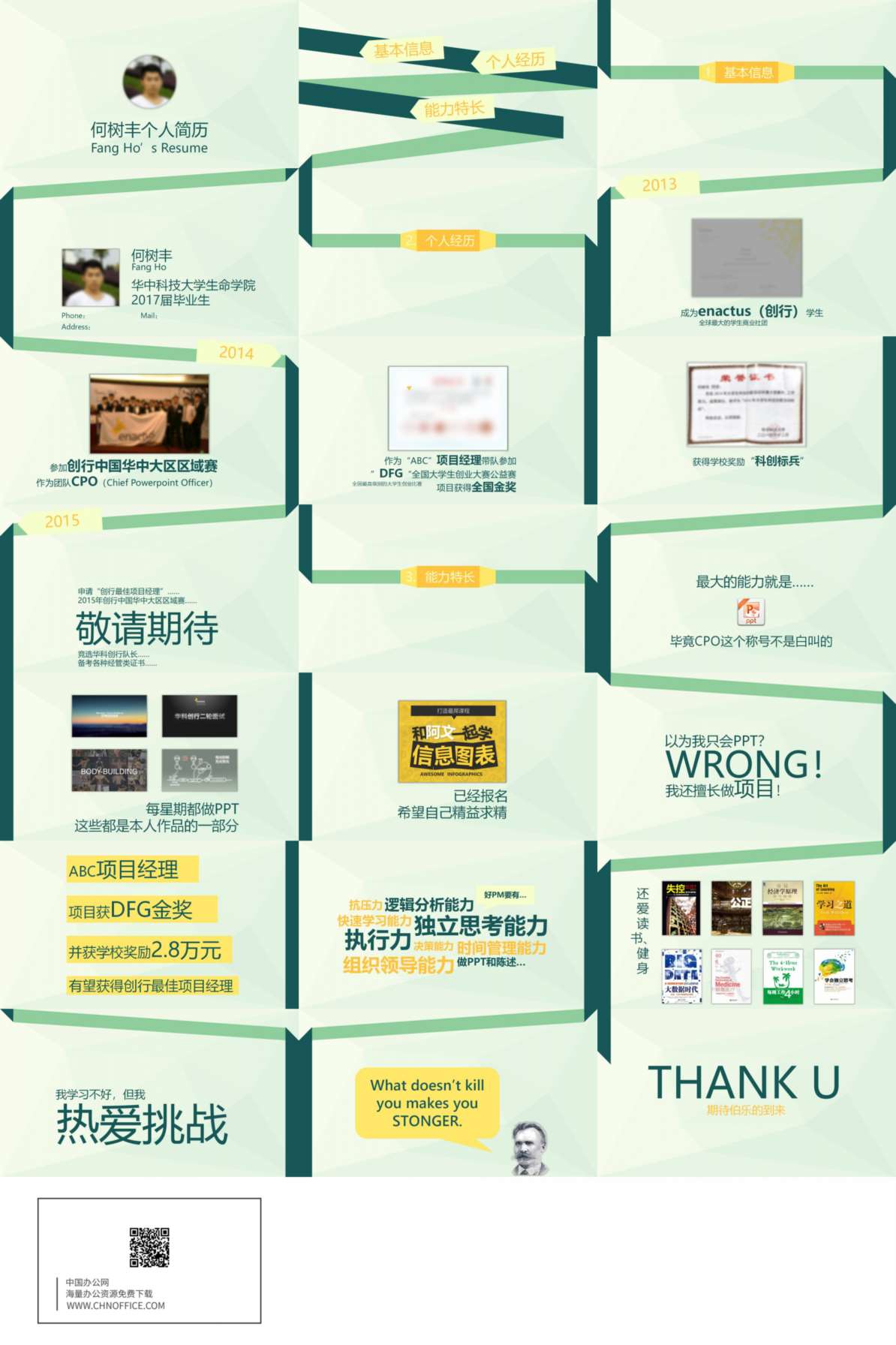 时尚小清新个人简历PPT模板 预览图