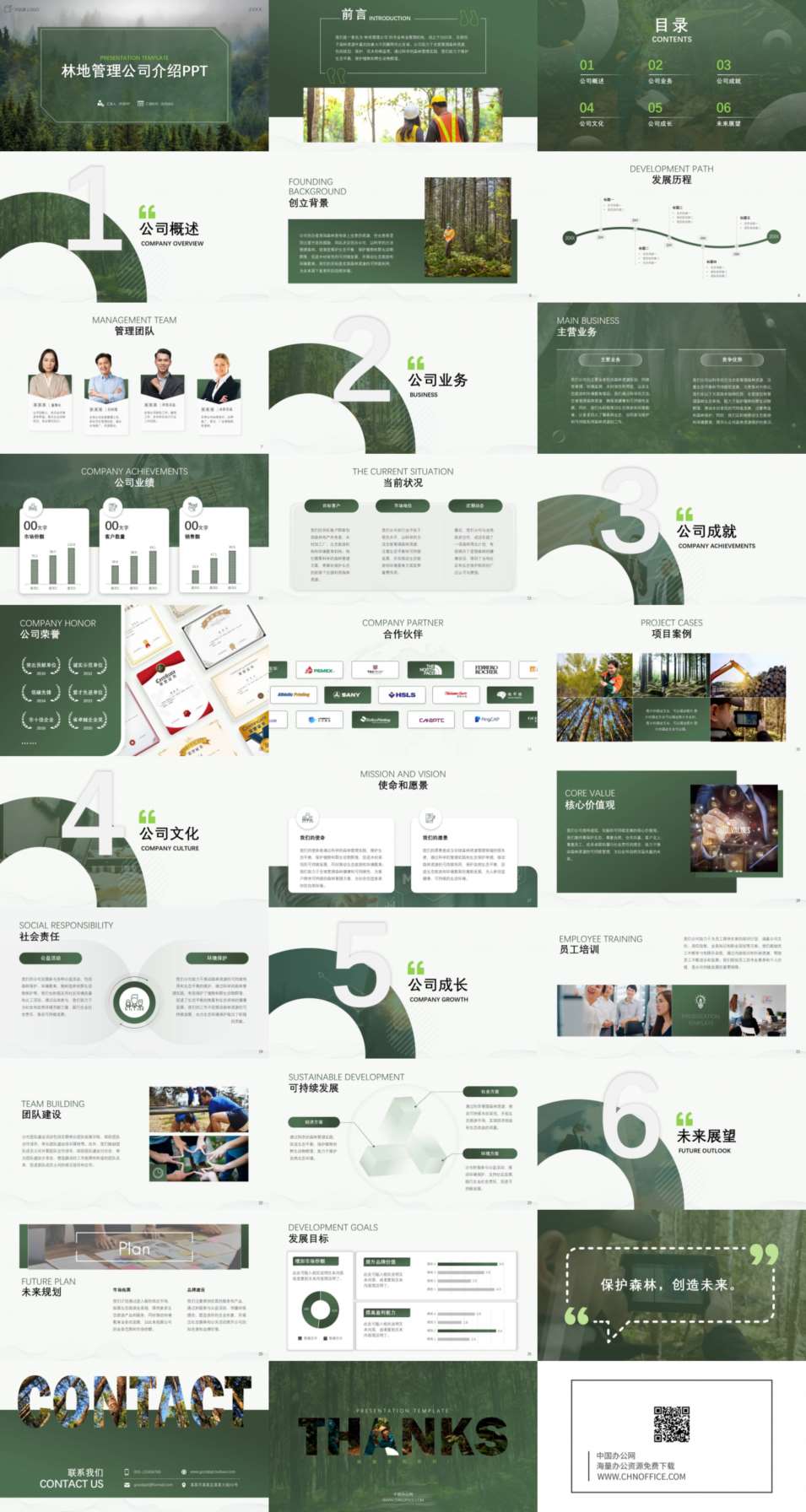 林地管理商务绿色公司介绍ppt模板 预览图