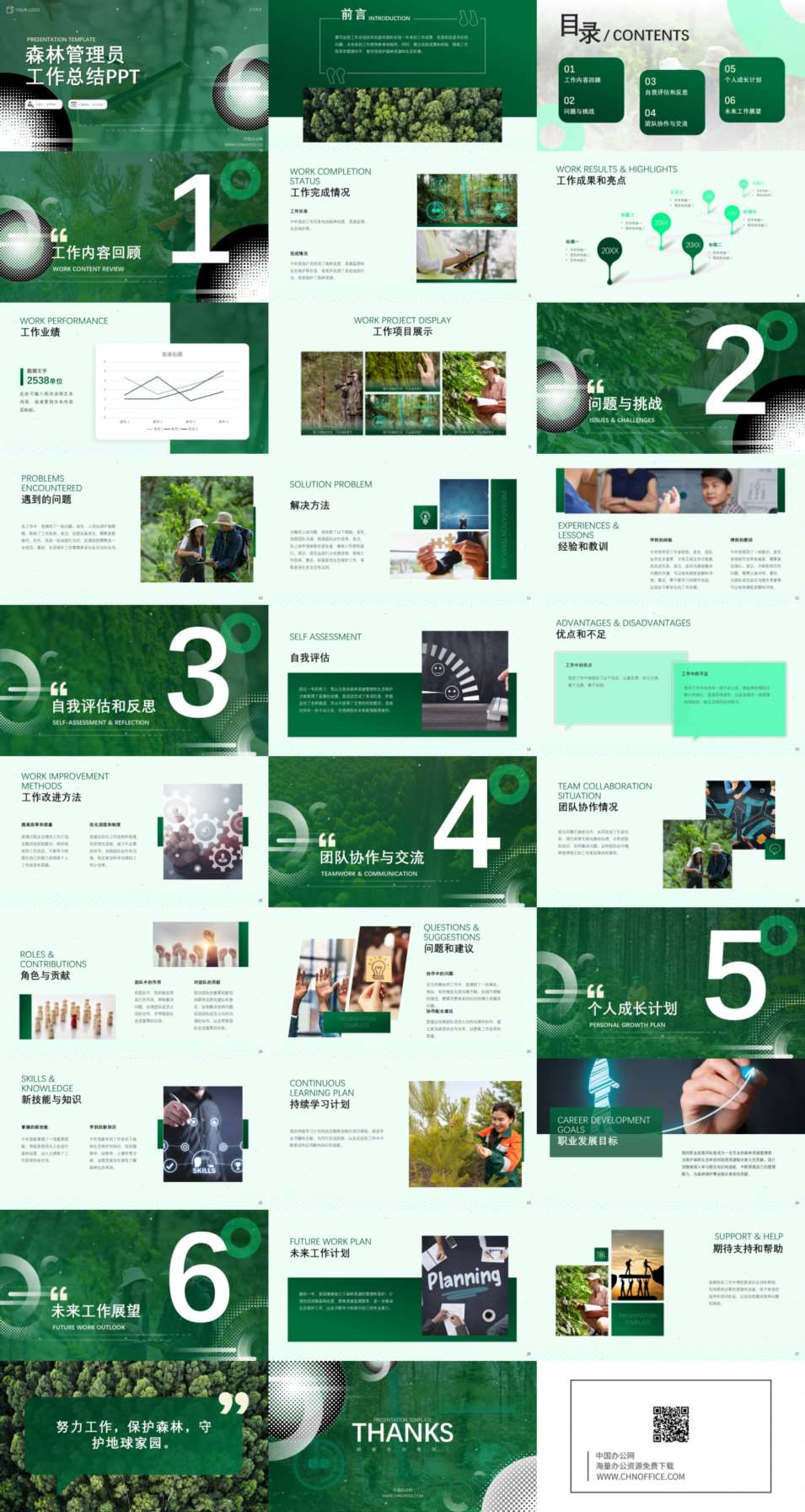 森林管理员工作总结ppt模板 预览图