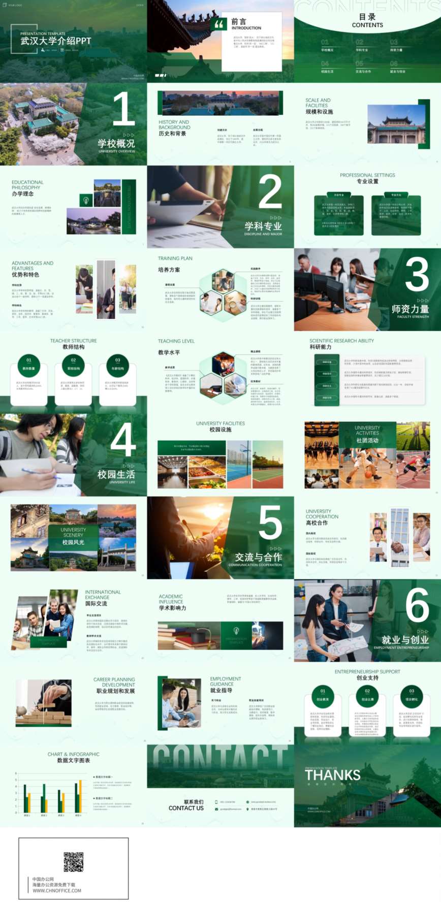 武汉大学介绍ppt模板 预览图