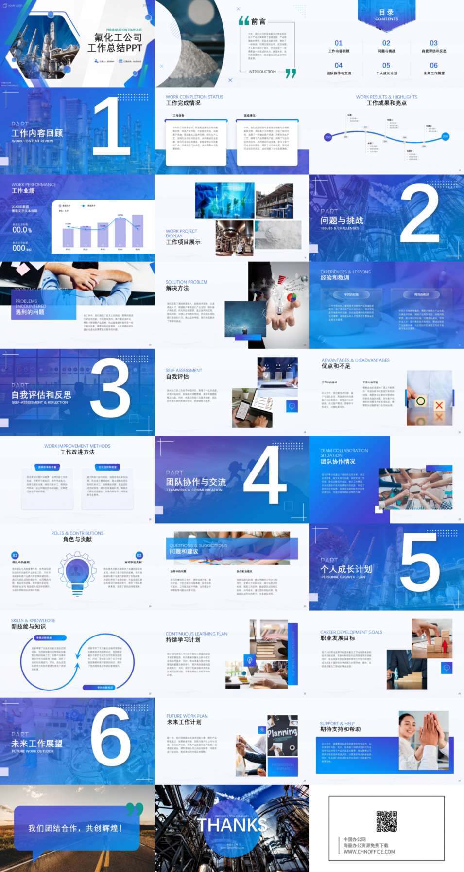 氟化工公司工作总结ppt模板 预览图