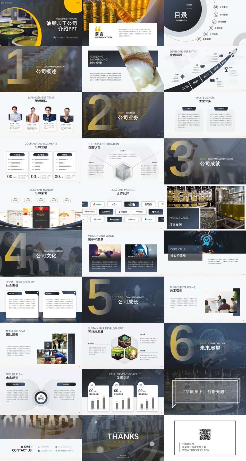 油脂加工大气商务灰色公司介绍ppt模板 预览图