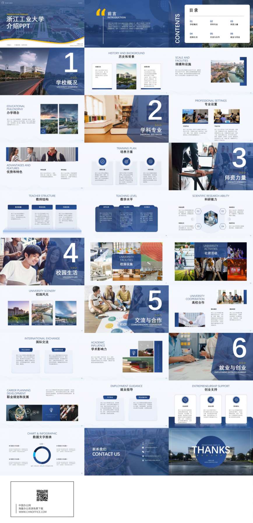浙江工业大学介绍ppt模板 预览图