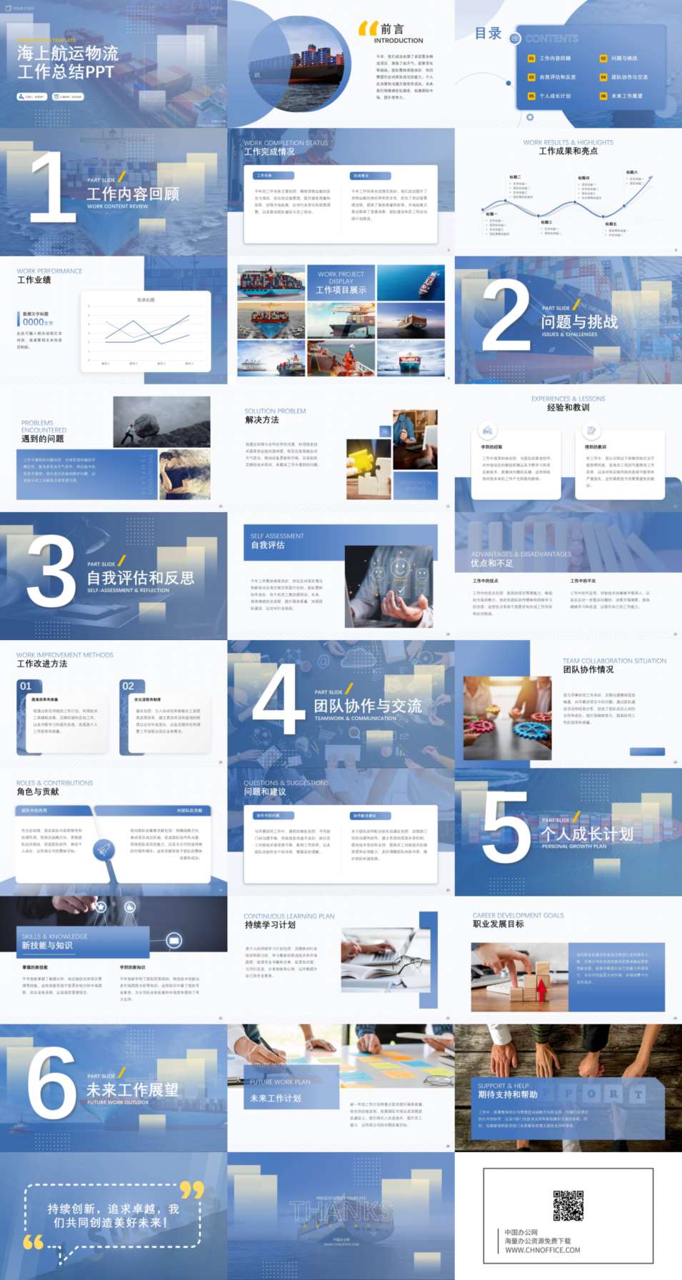 海上航运物流公司工作总结ppt模板 预览图