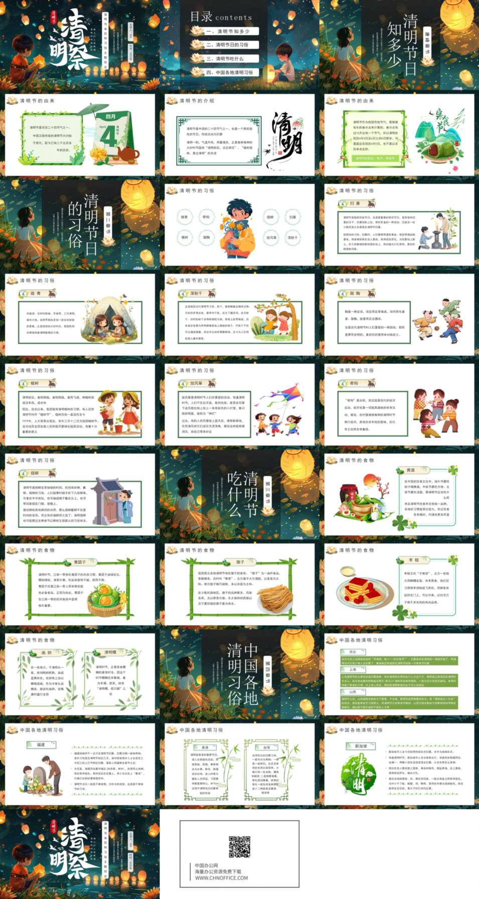 清明节祭祖节日介绍ppt模板 预览图