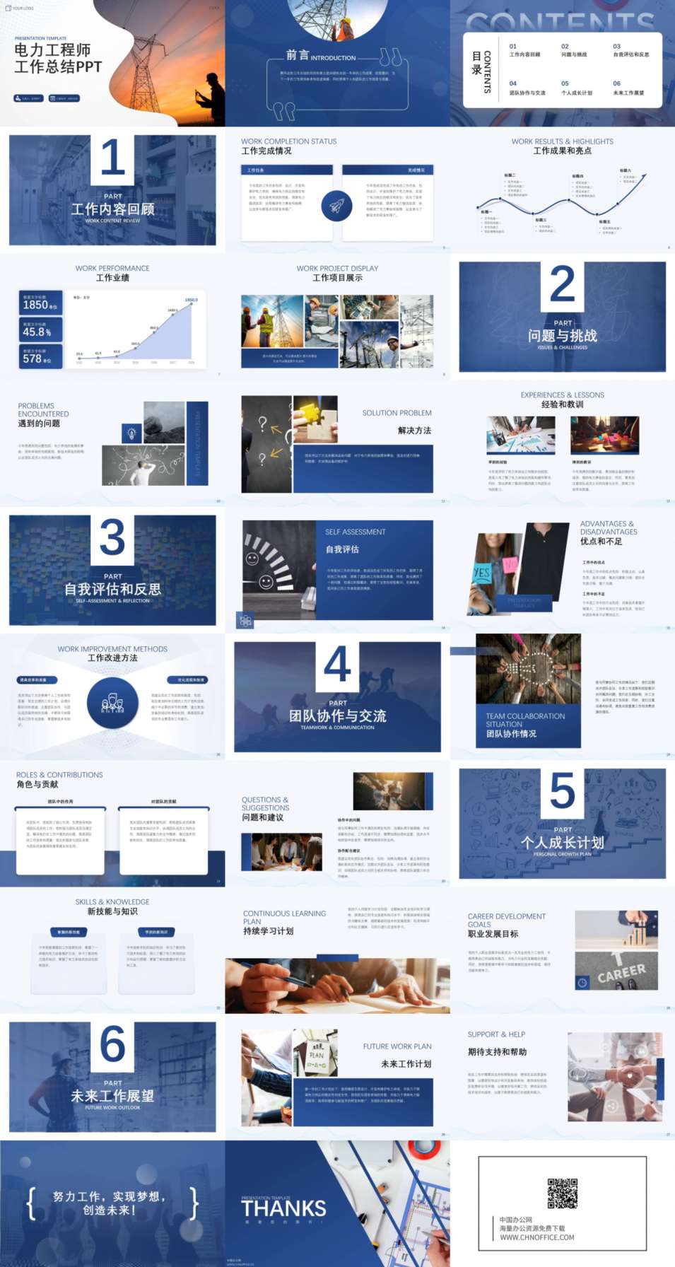 电力工程师工作总结ppt模板 预览图
