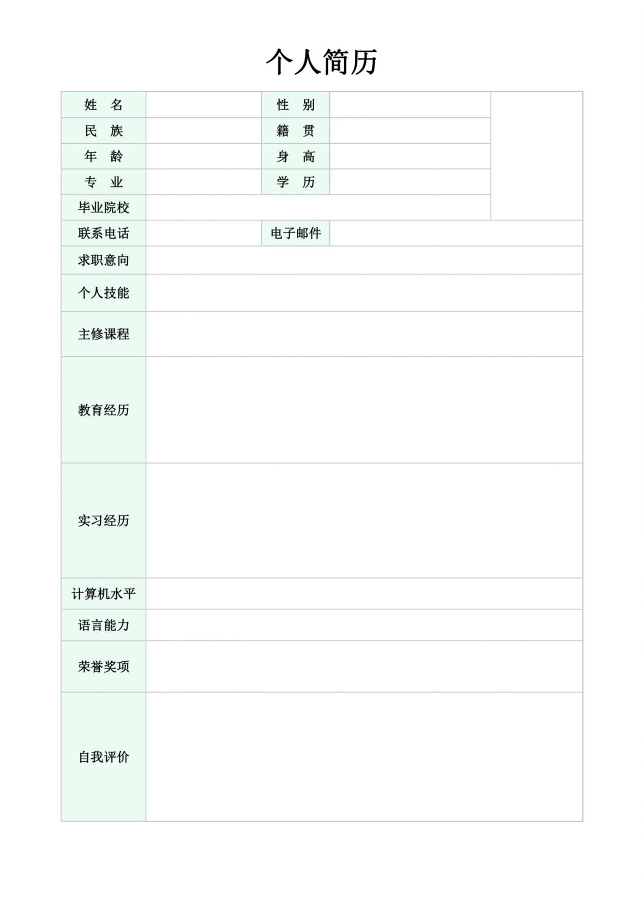空白简历标准表格-21 预览图
