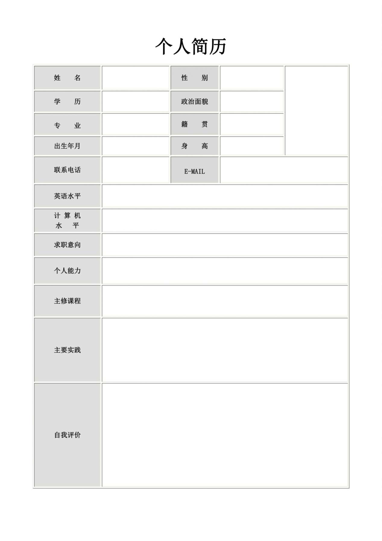 空白简历标准表格-22 预览图