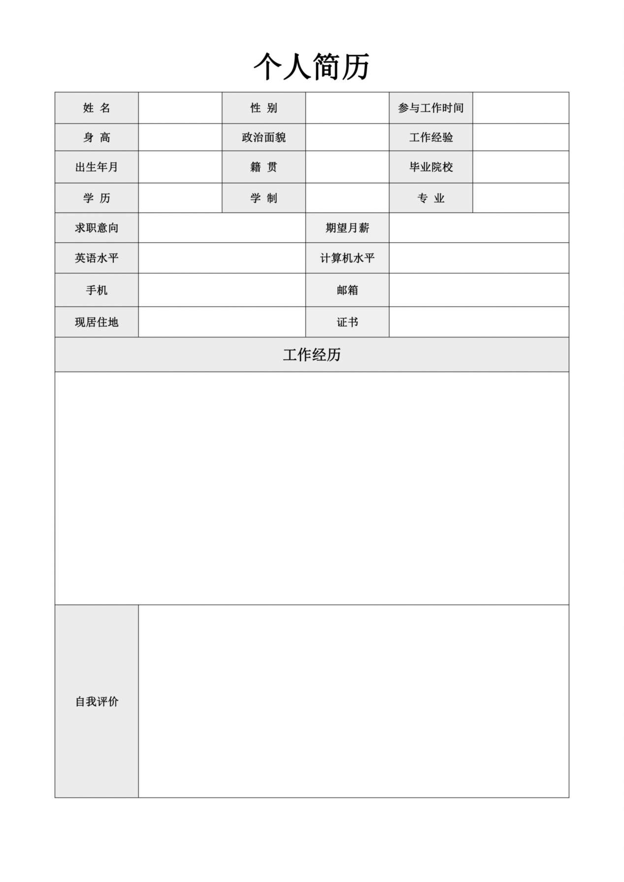 空白简历标准表格-28 预览图