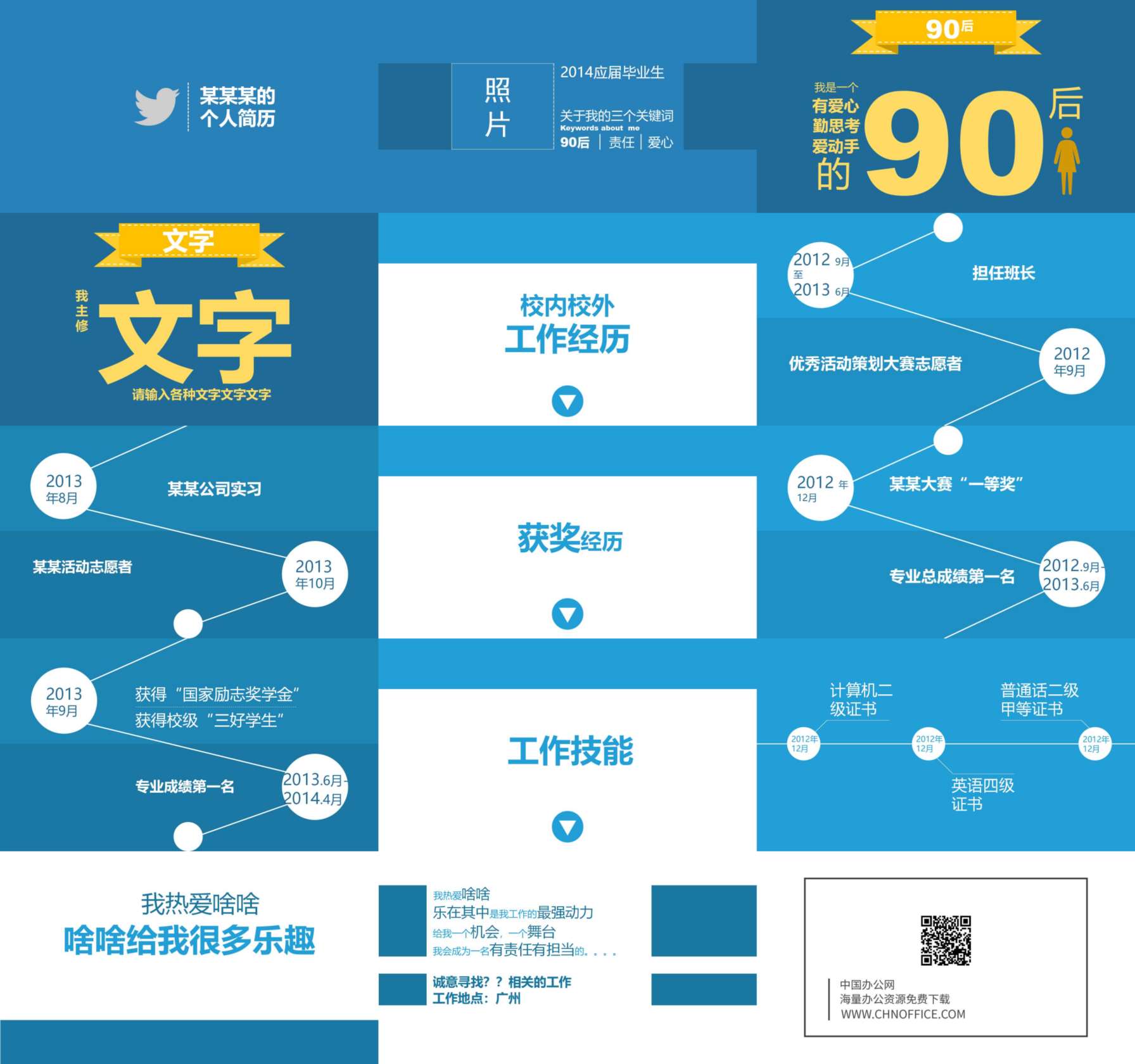 简约动态个人简历PPT模板 预览图