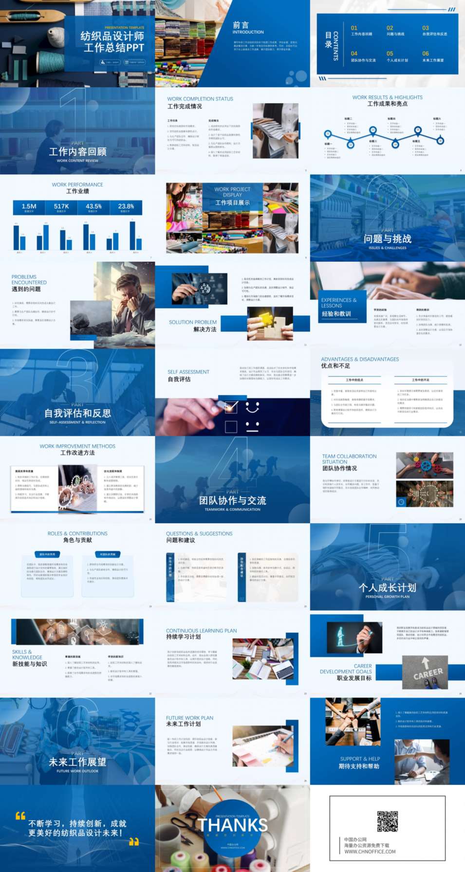 纺织品设计师工作总结ppt模板 预览图