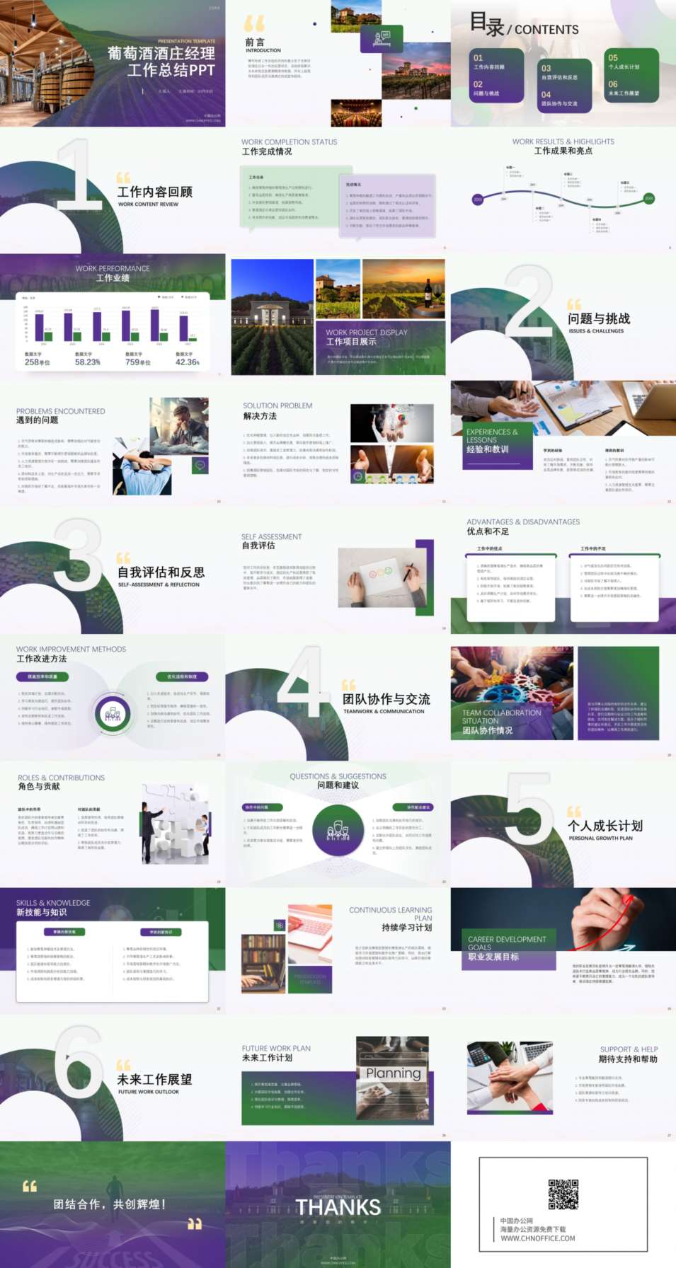 葡萄酒酒庄经理工作总结ppt模板 预览图