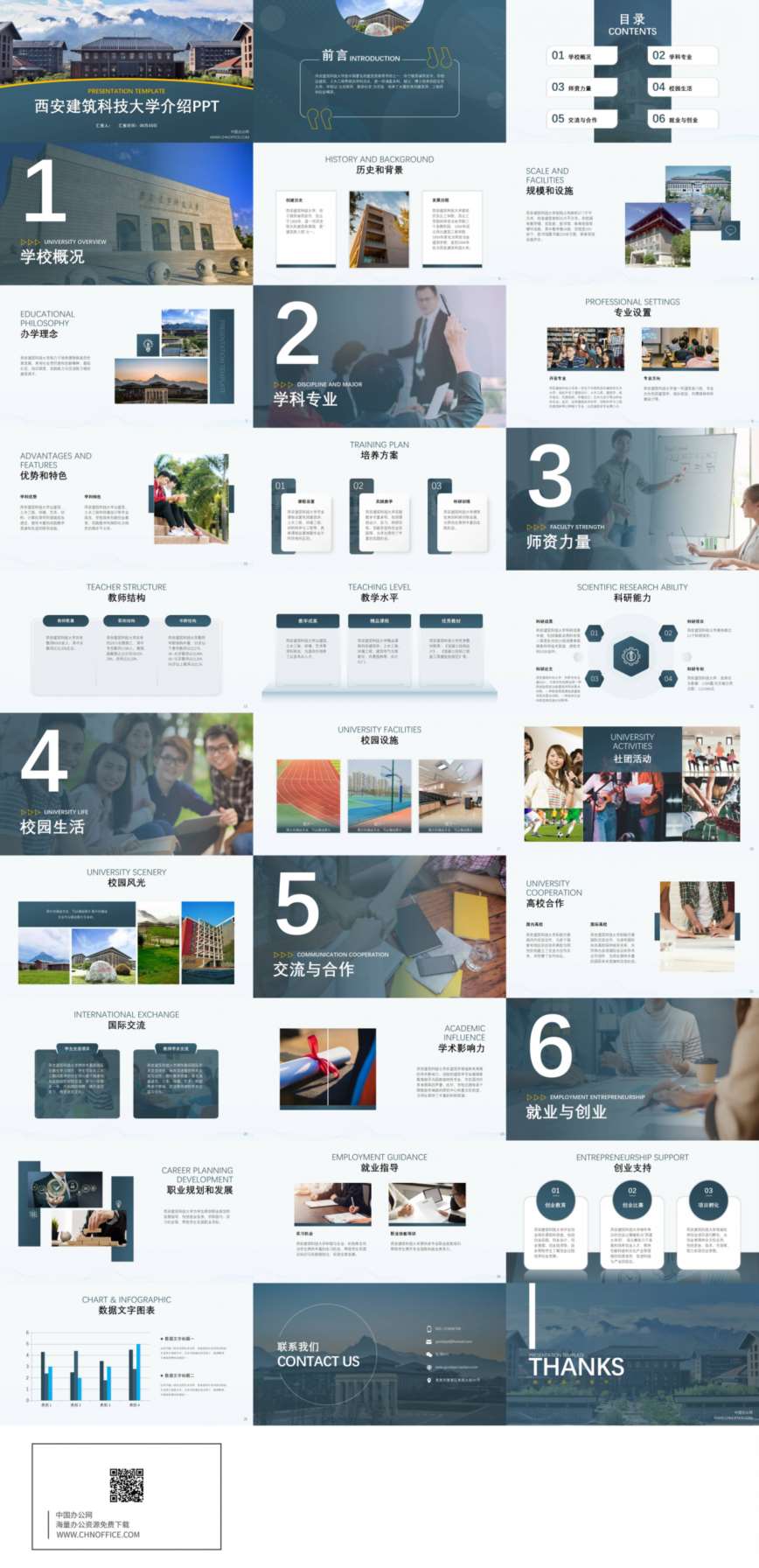 西安建筑科技大学介绍ppt模板 预览图