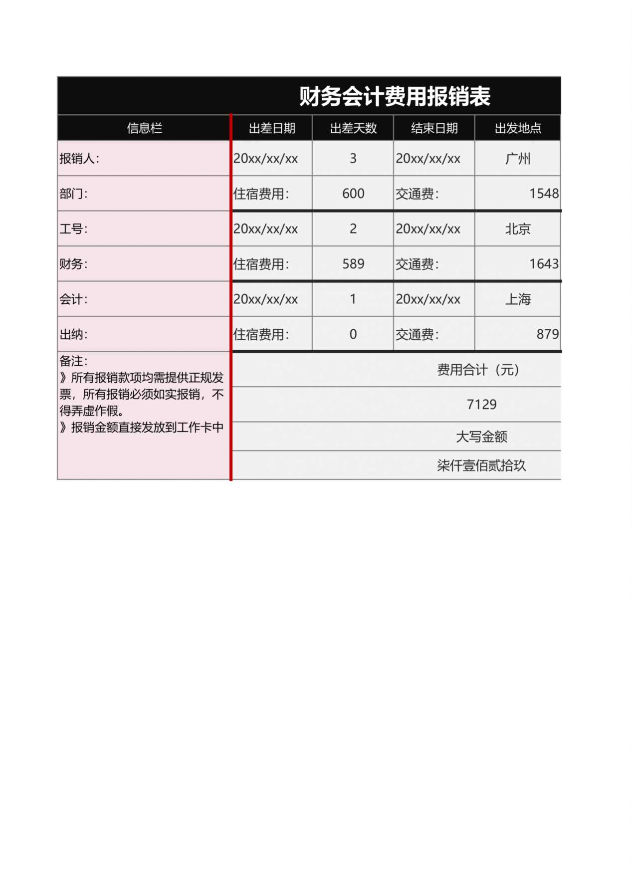 财务会计费用报销表 预览图