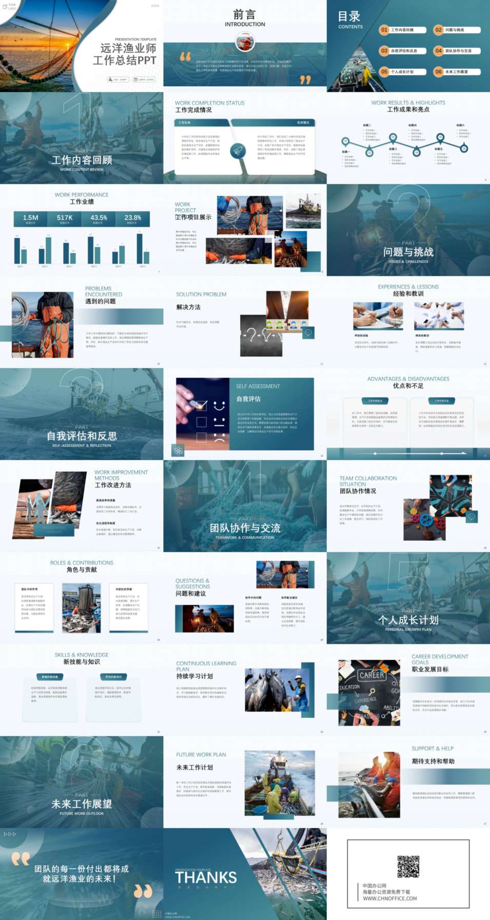 远洋渔业师工作总结ppt模板 预览图