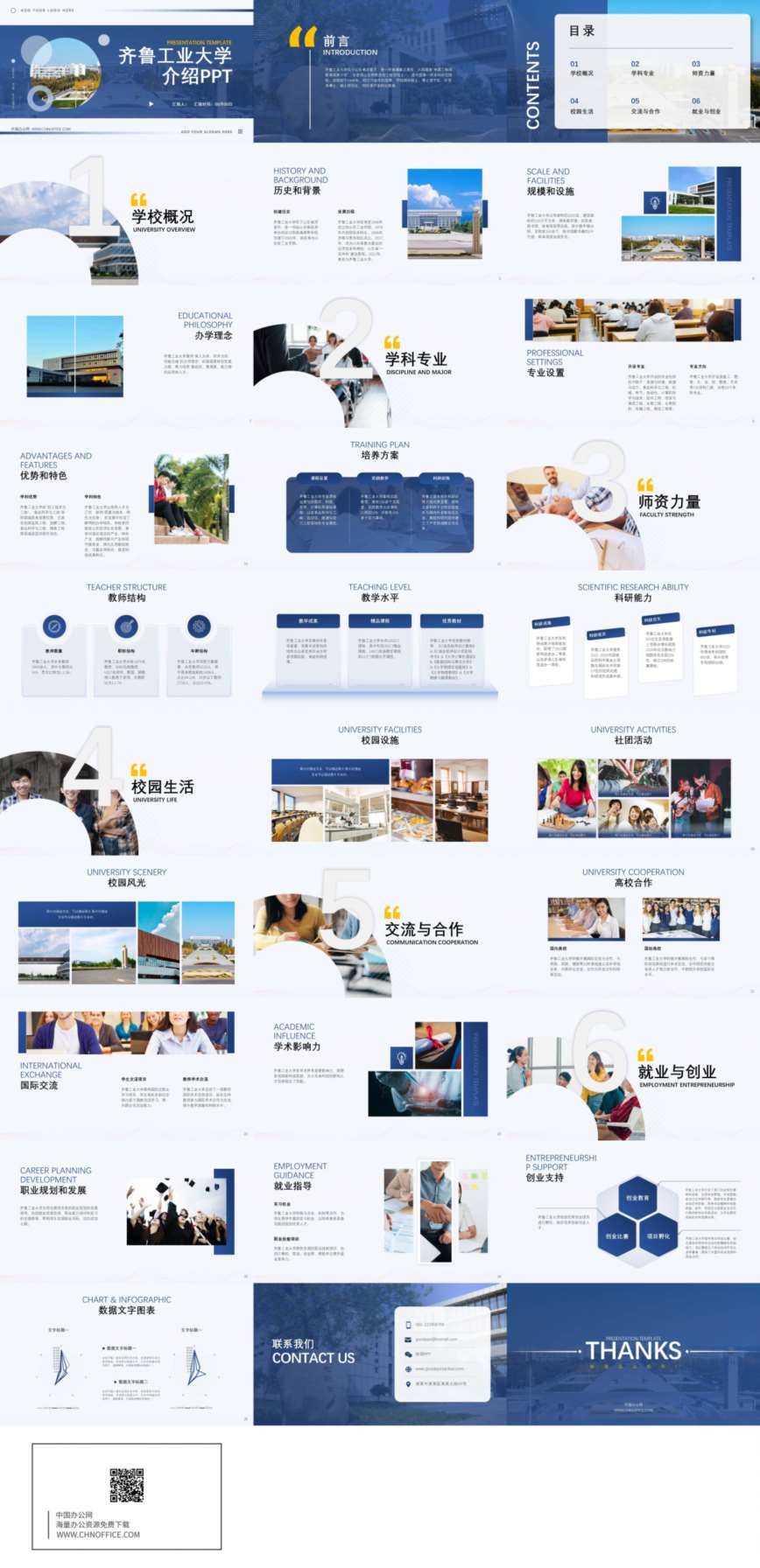 齐鲁工业大学介绍ppt模板 预览图